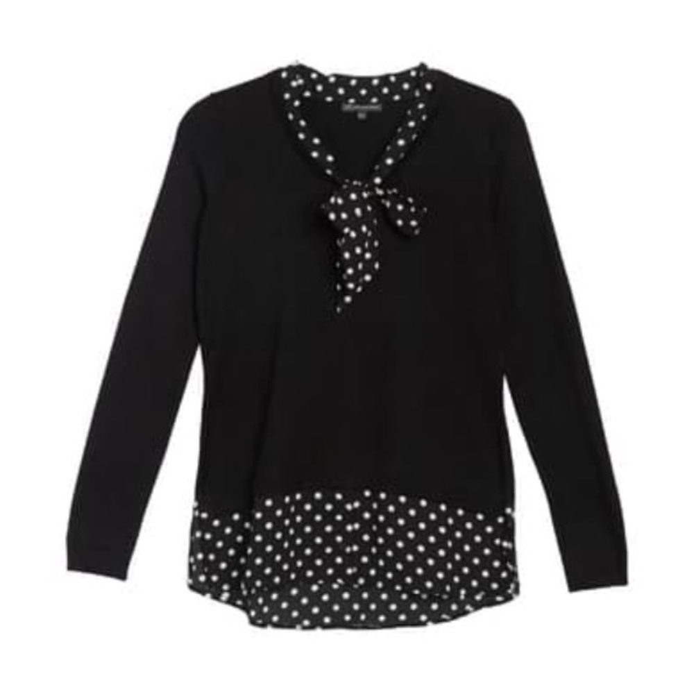 ADRIANNA PAPELL V-neck Twofer Sweater